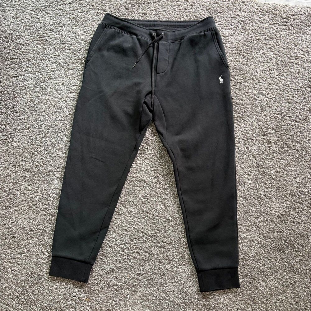Polo Ralph Lauren Double Knit Joggers Sweatpants Black Mens Size Large